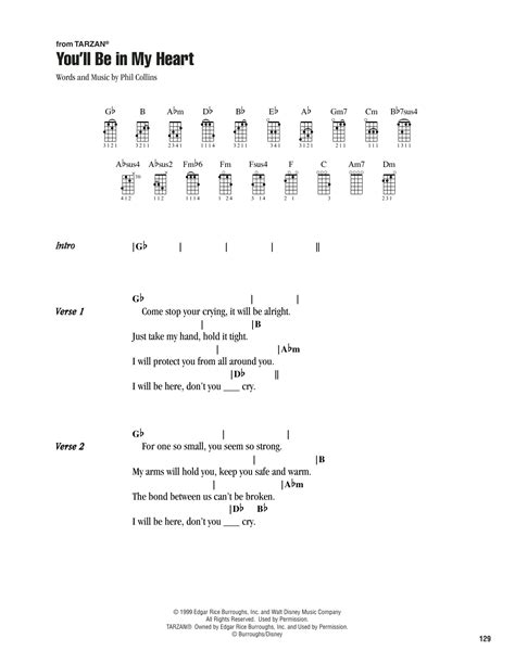 you'll be here in my heart chords|YOULL BE IN MY HEART UKULELE by Phil Collins .